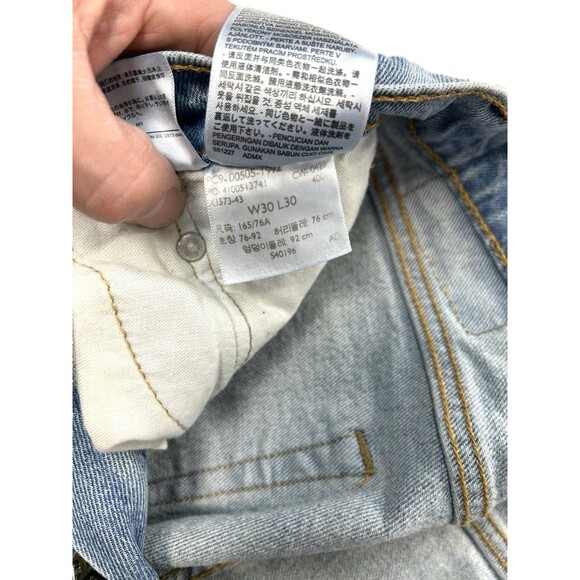 Levi's 505 Mens Regular Blue Jeans 30x30 Light Wash - Picture 7 of 13